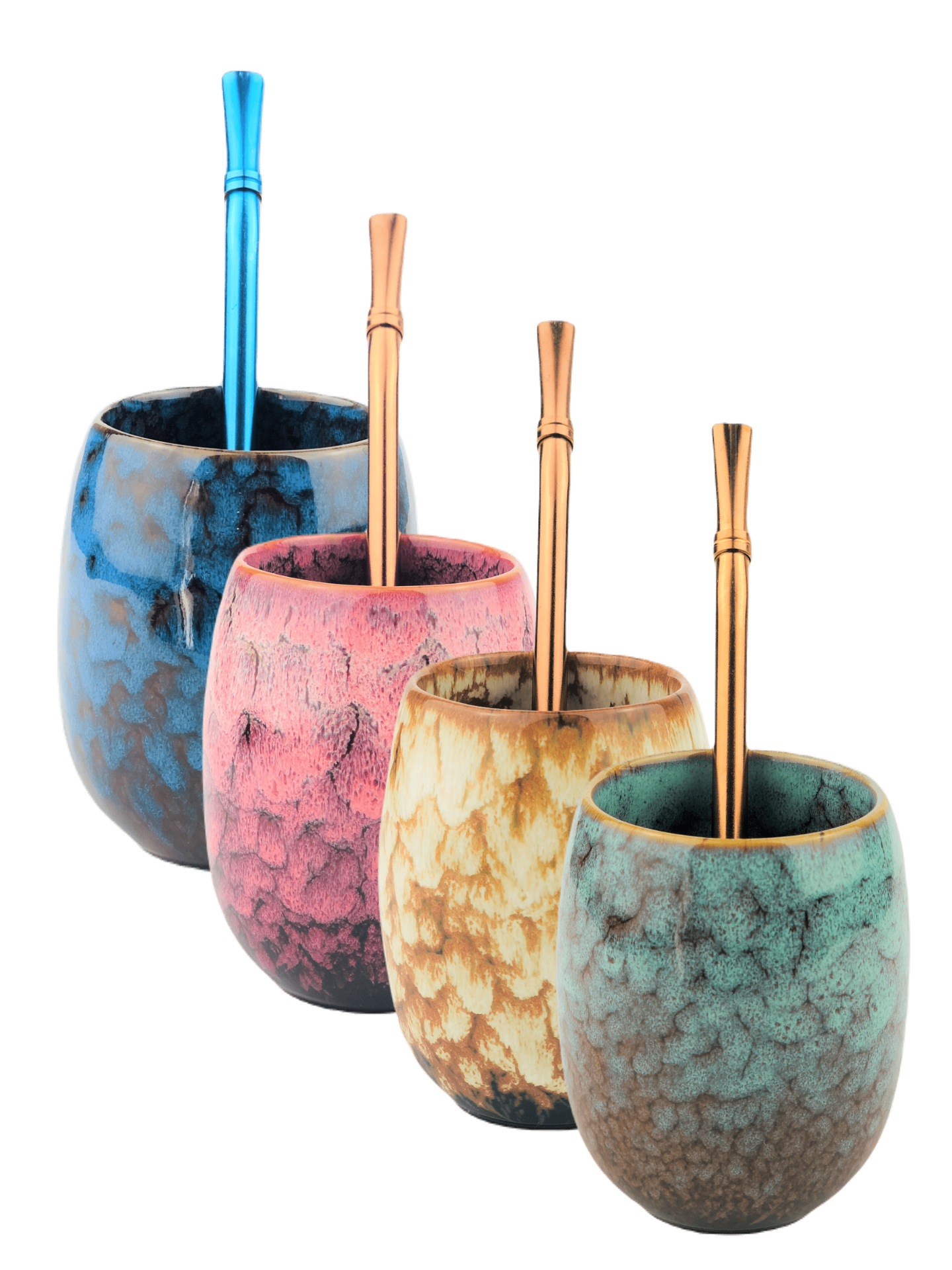 Ceramic Mate Gourd and Straw Set (Mate and bombilla)