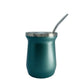 Base Mate Gourd and Straw Set (Mate and bombilla) Mates Hispanic Pantry Metallic Green 