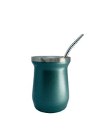 Base Mate Gourd and Straw Set (Mate and bombilla) Mates Hispanic Pantry Metallic Green 