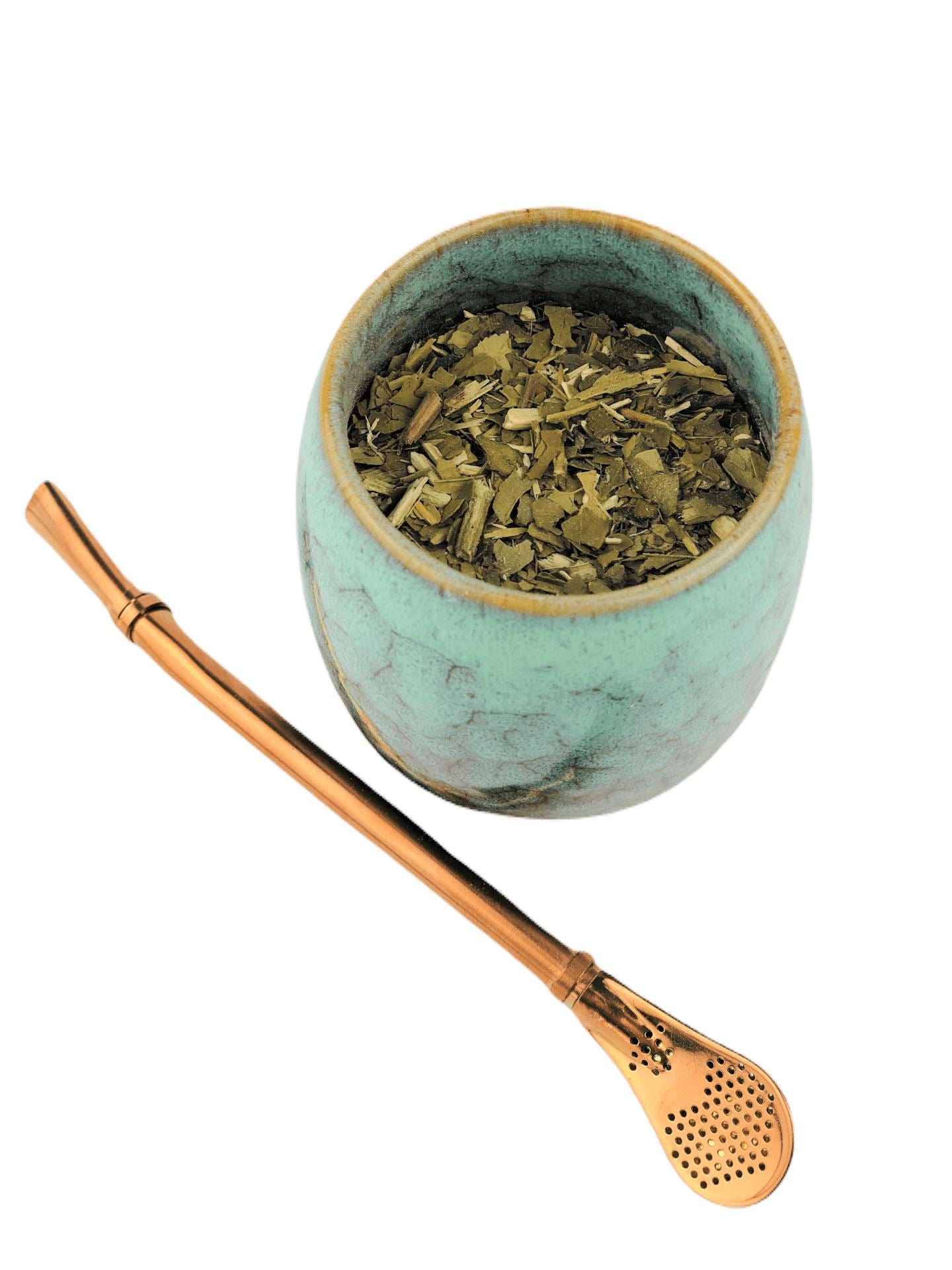 Ceramic Mate Gourd and Straw Set (Mate and bombilla) Mates Hispanic Pantry 