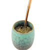 Ceramic Mate Gourd and Straw Set (Mate and bombilla) - Aquamarine