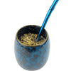 Ceramic Mate Gourd and Straw Set (Mate and bombilla) - Blue