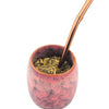 Ceramic Mate Gourd and Straw Set (Mate and bombilla) - Rose