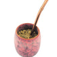 Ceramic Mate Gourd and Straw Set (Mate and bombilla) Mates Hispanic Pantry Rose 