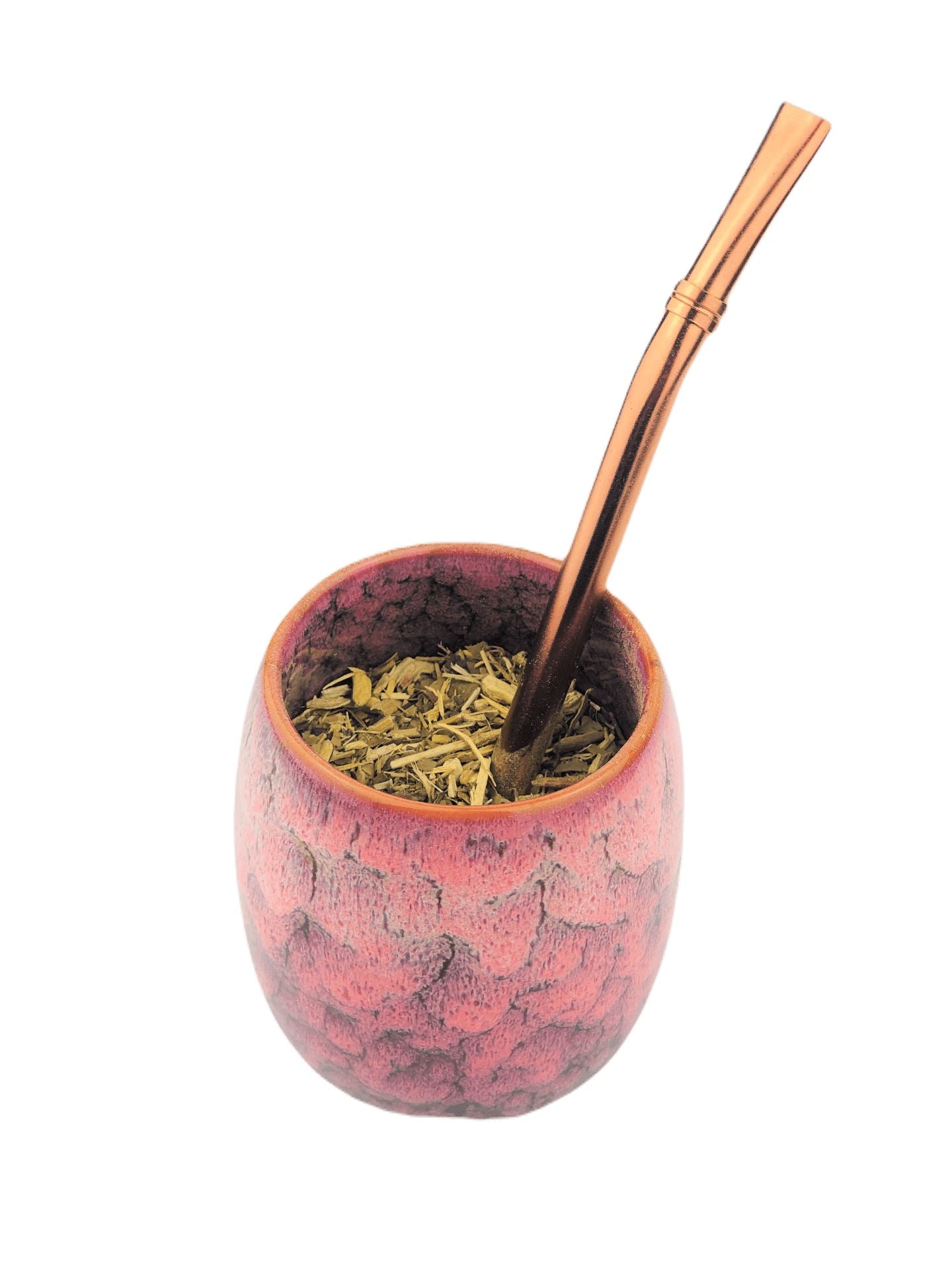 Ceramic Mate Gourd and Straw Set (Mate and bombilla) Mates Hispanic Pantry Rose 