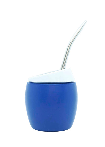 Nelo Mate Gourd with Self-extracting Straw (Mate and Bombilla) Mates Hispanic Pantry Blue 