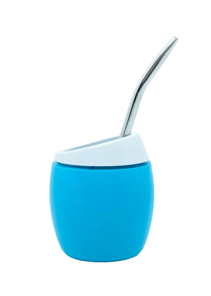 Nelo Mate Gourd with Self-extracting Straw (Mate and Bombilla) Mates Hispanic Pantry Turquoise 