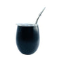 Ovoid Mate Gourd and Straw Set (Mate and bombilla) Mates Hispanic Pantry Black 